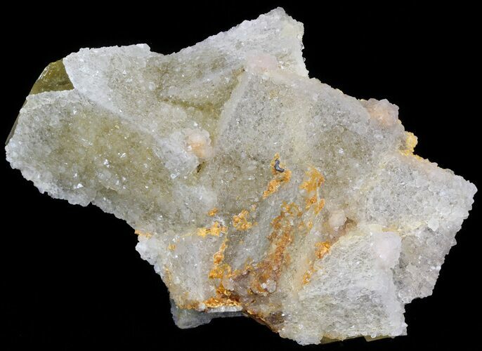 Quartz Encrusted Yellow Cubic Fluorite Cluster - Morocco #44853